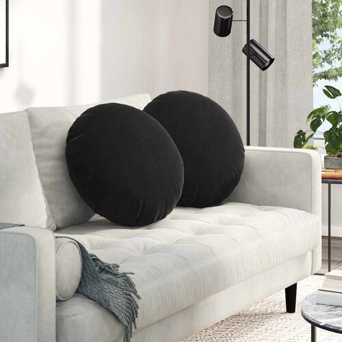  Jastučići za sjedenje 2 pcs Crna Ø50 x 19 cm Baršun Cene