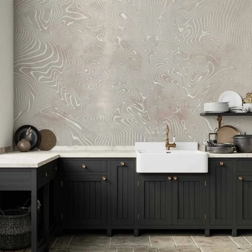  Foto tapeta - Flowing shapes - abstract beige and white background in patterned compositions 350x256 Vodootporna Cijene