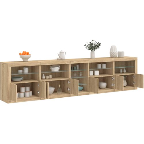 Komoda s LED svjetlima boja hrasta sonome 283x37x67 cm Cene