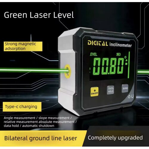 Generic Digitalni Inklinometar HD-L-4&times;90&deg; sa Zelenim Laserom Cene