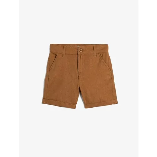 Koton Boys' linen shorts with buttoned pockets