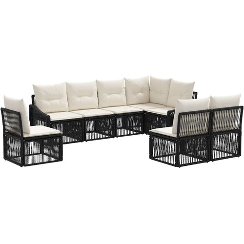 vidaXL Vrtna sedežna garnitura 8 pcs Črna poli ratan, (5000272524) Cene