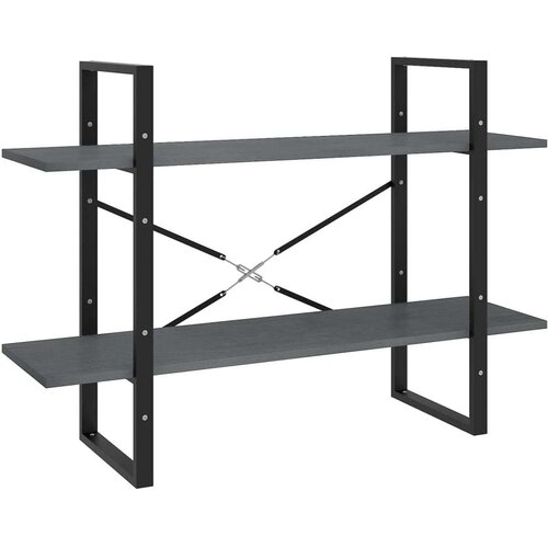VidaXL Knjižna omara 2-nadstropna siva 100x30x70 cm trdna borovina Slike