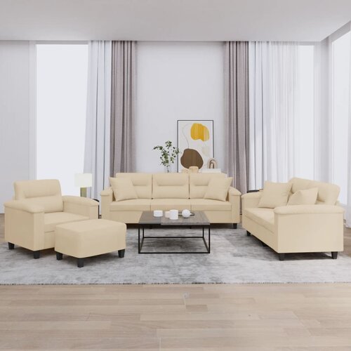  4-dijelni set sofa s jastucima krem od mikrovlakana Cene