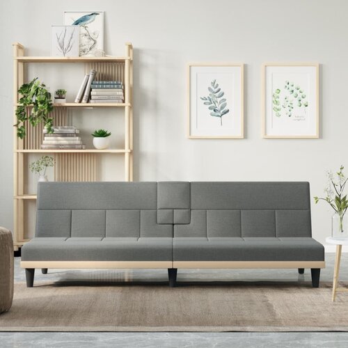 The Living Store Raztegljiv kavč z držali za skodelice temno sivo blago - Raztegljiv Kavč, (21494011) Cene