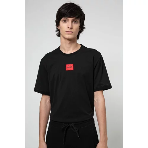 Hugo Bombažen t-shirt črna barva