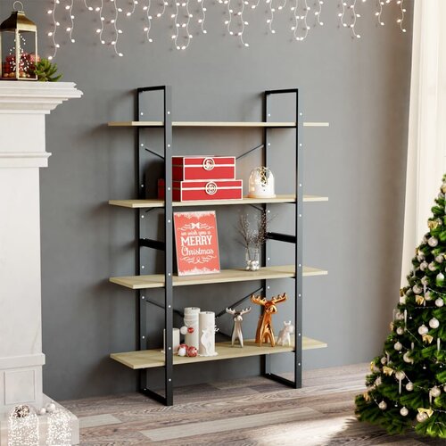  The Living Store Knjižna omara 4-nadstropna sonoma hrast 100x30x140cm iverna pl. - Knjižna Omara, (21431339) Slike