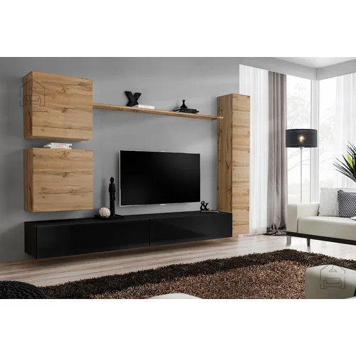 ASM Meble Dnevni TV regal Switch VIII 280 cm - votan/črn