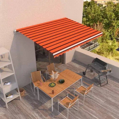 vidaXL Ročno zložljiva tenda 450x350 cm oranžna in rjava