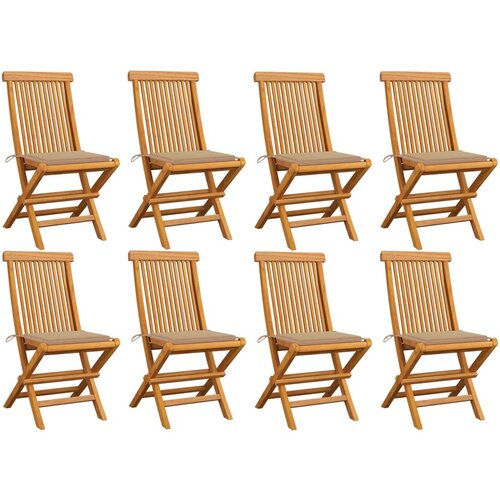  Vrtne stolice s bež jastucima 8 kom od masivne tikovine Slike