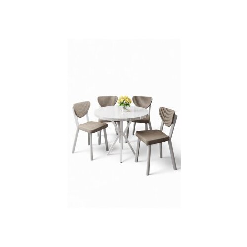 Hanah home Set trpezarijskog stola i stolica (5 delova) Agnes White Cappuccino Cene