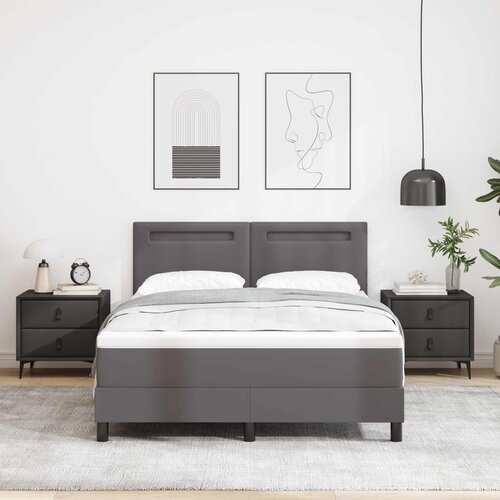  Krevet s opruga kutije Siva 160 x 200 cm Umjetna koža Cijene