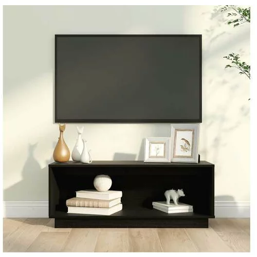  TV omarica črna 90x35x35 cm trdna borovina