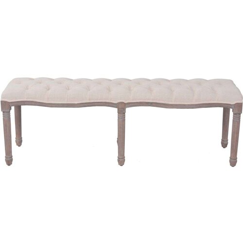 VidaXL klupa od tkanine i masivnog drva 150x40x48 cm krem bijela Slike