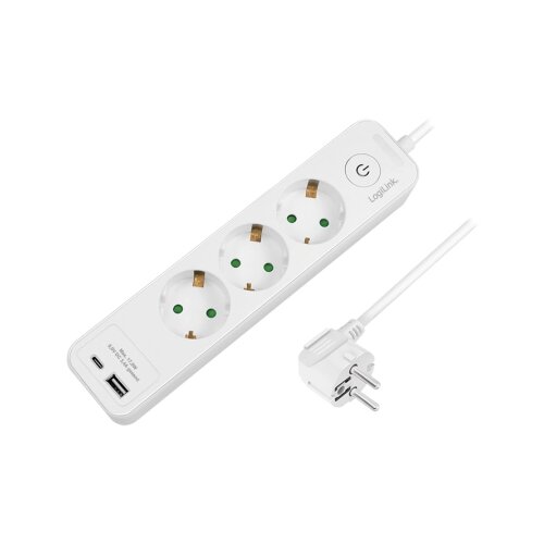 Logilink Produžni kabl sa za&amp;scaron;titom 3 utičnice, 1X USB- A, 1X USB- C 1.5m LPS279U Slike