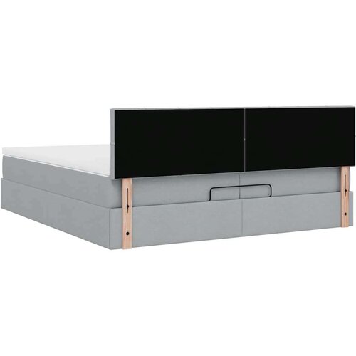 VidaXL okvir kreveta s madracima svijetlosivi 200x200cm od tkanine Slike