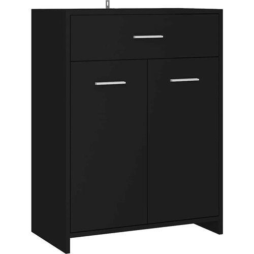 Maison Chic Kopalniška omarica - Kopalniški kabinet črna 60x33x80 cm iverna plošča, (21794947) Cene