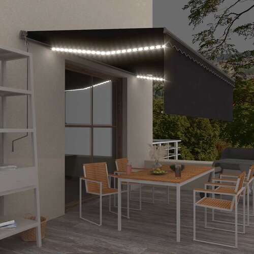 Tenda na ručno uvlačenje s roletom LED 5 x 3 m antracit Cene