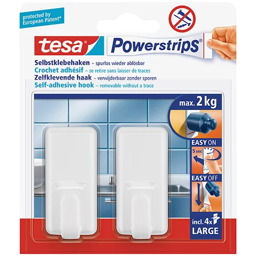  Samolepilna kljukica Tesa Powerstrips (Classic, velikost: L, bela, 2 kosa)