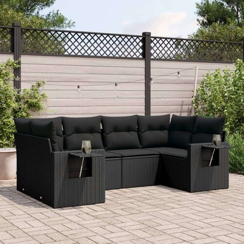  6-dijelni set vrtnih sofa s jastucima crni od poliratana Cijene