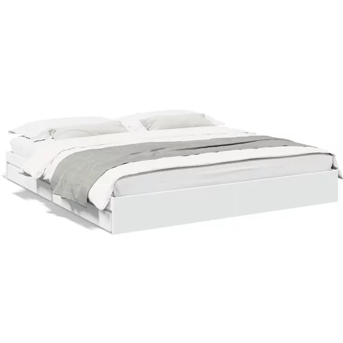  Okvir za krevet s ladicama bijeli 200x200 cm konstruirano drvo