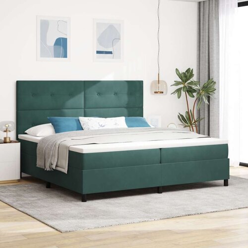 Box Postelja s vzmetnico in LED temno zelena 200x200 cm žamet, (22049970) Slike