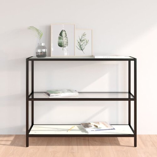 The Living Store Polica prozorna in bel marmor 100x36x90 cm kaljeno steklo - Polica, (21554726) Slike