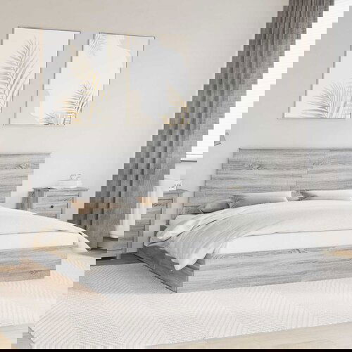 vidaXL Krevetna konstrukcija s ladicama Siva Sonoma 200 x 200 cm Cene