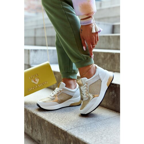 VINCEZA Fashionable Sport Shoes Women's Sneakers White and Gold Danielle Cijene
