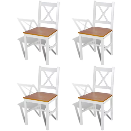 Beli Jedilni stoli 4 kosi beli iz borovine