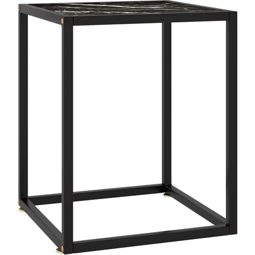 vidaXL Klubska mizica črna s črnim marmornim steklom 40x40x50 cm