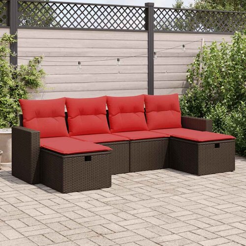 vidaXL 6-dijelni set vrtnih sofa od poliratana s jastucima smeđi Cijene