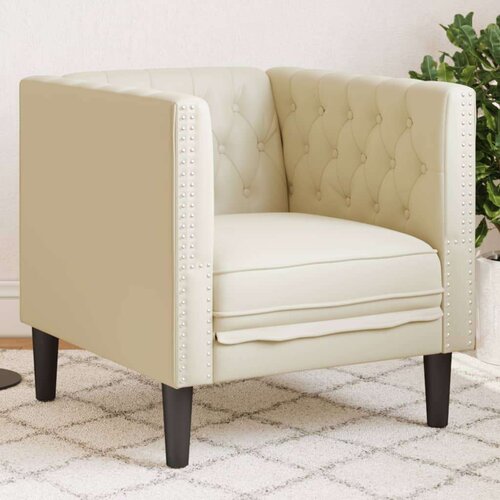  Chesterfield kauč fotelja krem umjetna koža Slike