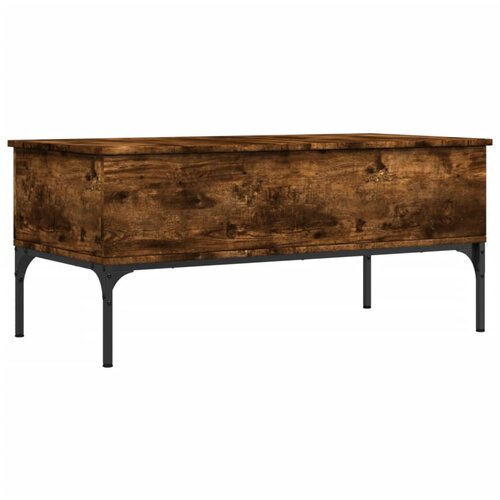 Maison Chic Klubska mizica - kavna mizica - Nizka mizica dimljen hrast 100x50x45 cm inžen. les in kovina, (21753729) Slike