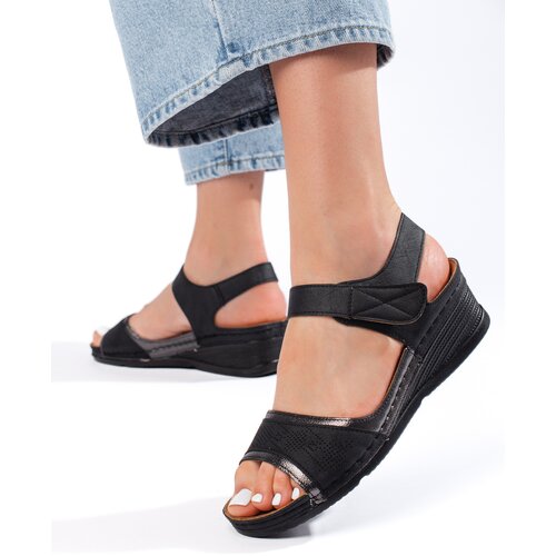 Shelvt Women's black Velcro sandals Cijene