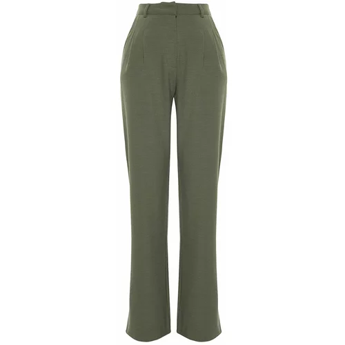 Trendyol Limited Edition Mint Straight/Straight Cut Pleated Woven Trousers