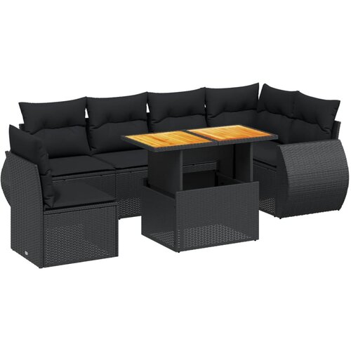  7-dijelni set vrtnih sofa od poliratana s jastucima crni Crna 100 x 55 x 73 cm Slike
