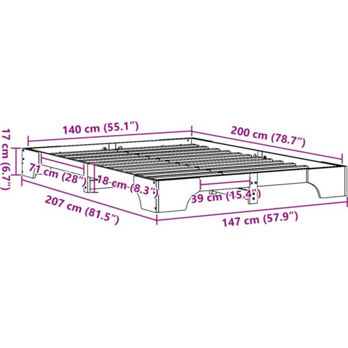 VidaXL krevet Prirodni Čvrsta borovina 140 x 200 cm Izdržljiv Slike