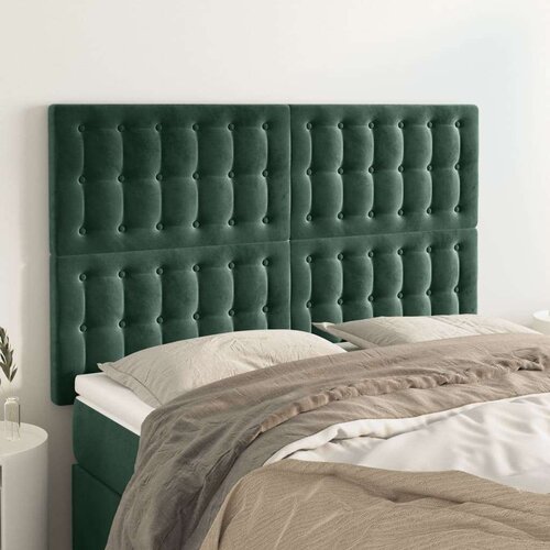  Posteljno vzglavje 4 kosa temno zelen 72x5x78/88 cm žamet, (20936226) Slike