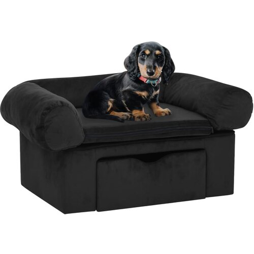 vidaXL Sofa za pse s ladicom crna 75 x 50 x 38 cm plišana Cijene