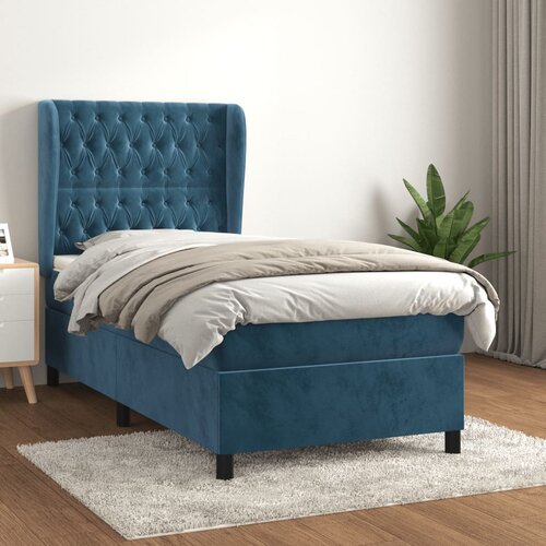 VidaXL Box spring postelja z vzmetnico temno modra 80x200 cm žamet Slike