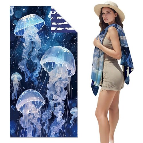 INF Adult Quick-Dry Microfiber Beach Towel - Double-Sided Plush, Digital Print, (5000235709) Slike