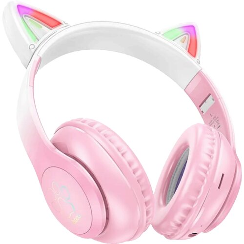 Hoco. Brezžične slu&amp;scaron;alke z mikrofonom, Bluetooth - W42 Cat Ears, Cherry Blossom Slike