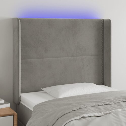  LED uzglavlje svjetlosivo 103 x 16 x 118/128 cm baršunasto Cene
