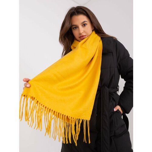 Fashion Hunters Dark yellow wide scarf with fringe Slike