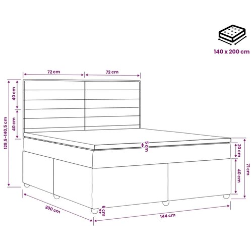  Boxspring krevet s madracem Krem 140 x 200 cm Tkanina - Krem 140 x 200 cm Dizajn linija Slike