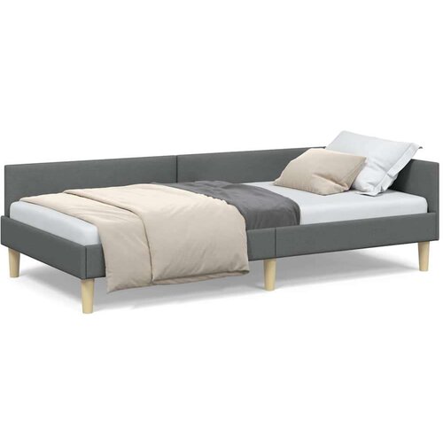 VidaXL Kutni okvir kreveta Ostalo s uzglavljem Tamno siva 90 x 190 cm Slike