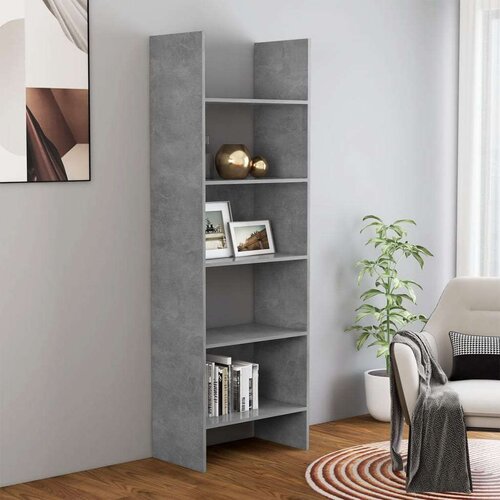 Ormarić za knjige siva boja betona 60 x 35 x 180 cm od iverice Slike