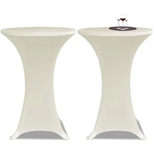 vidaXL Krem rastežljiv stolnjak za stolove Ø80 2 kom