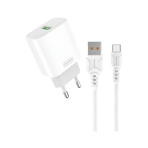 Denmen DC07T Punjač za mobilne 18W 3,6A Fast + Type C kabl, Beli Cene